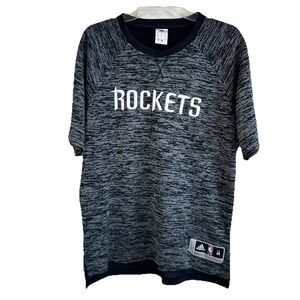 Houston Rockets Shirt Mens M Black Gray NBA Basketball Adidas Short Sleeve EUC